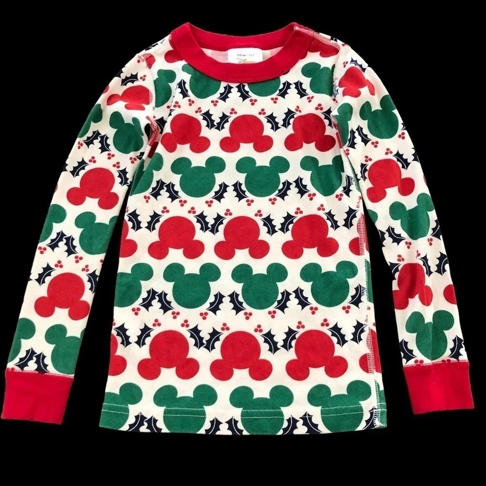 Hanna Andersson X Disney Unisex 110 / 5 Holiday Pajama Top Mickey Ears Christmas